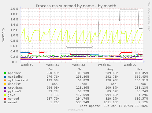 Process rss summed by name