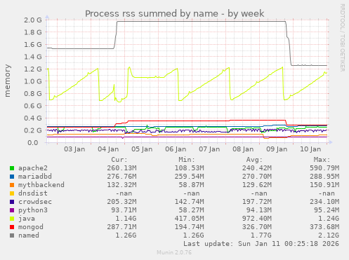Process rss summed by name